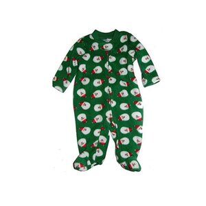 Christmas Santa Infant Soft Warm Green Fleece Sleeper Pajamas 0-3 Mos NEW